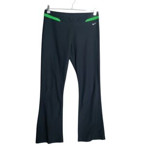 Nike Fit Dry Women XL Black Lime Green Flare Leg Yoga Athletic Pants RN56323